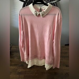 Ted Baker London Pink Sweater with Embellished Collar